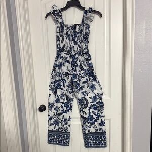Floral Print Jumpsuit with Ruffle Straps